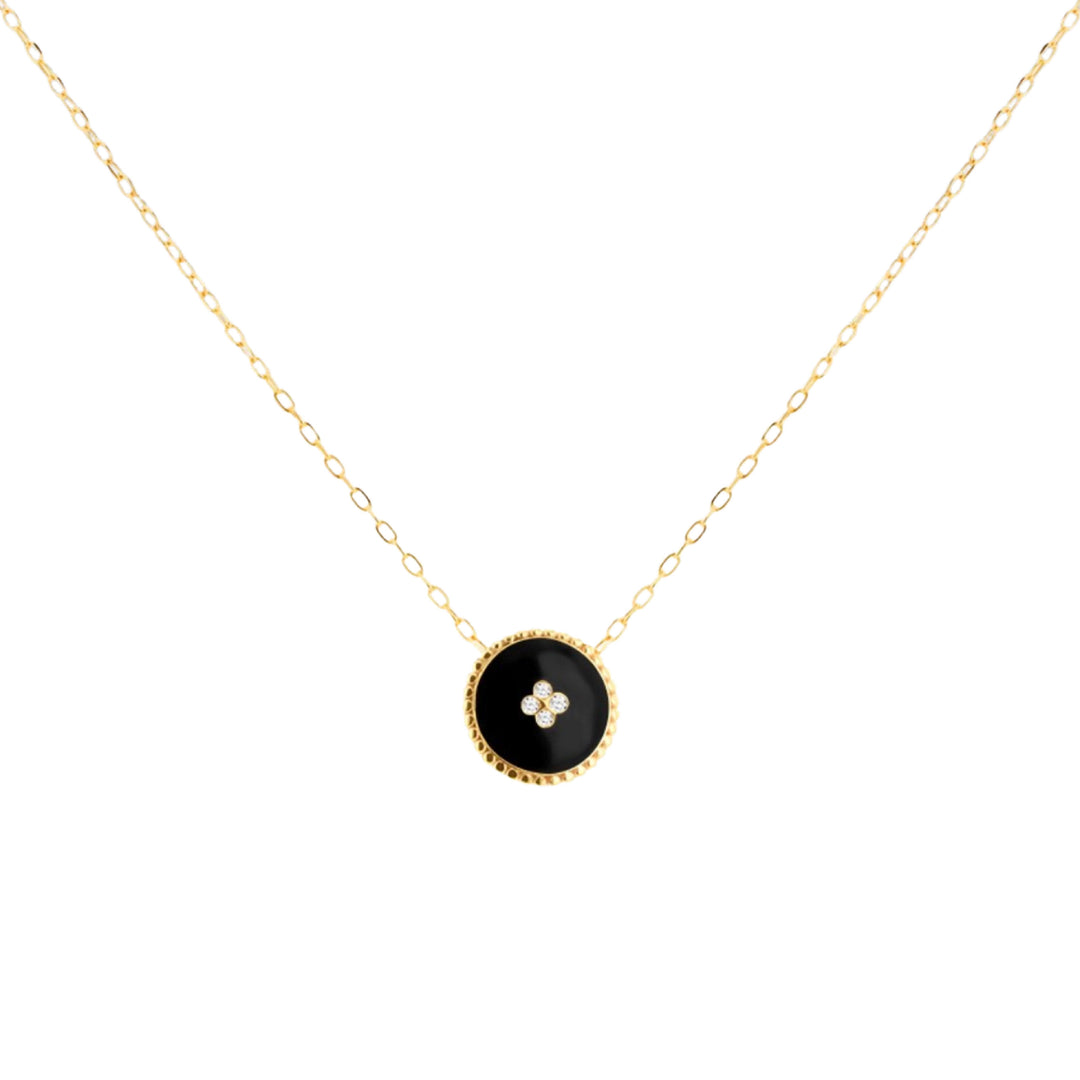 9ct Gold Diamond Black Petal Necklace