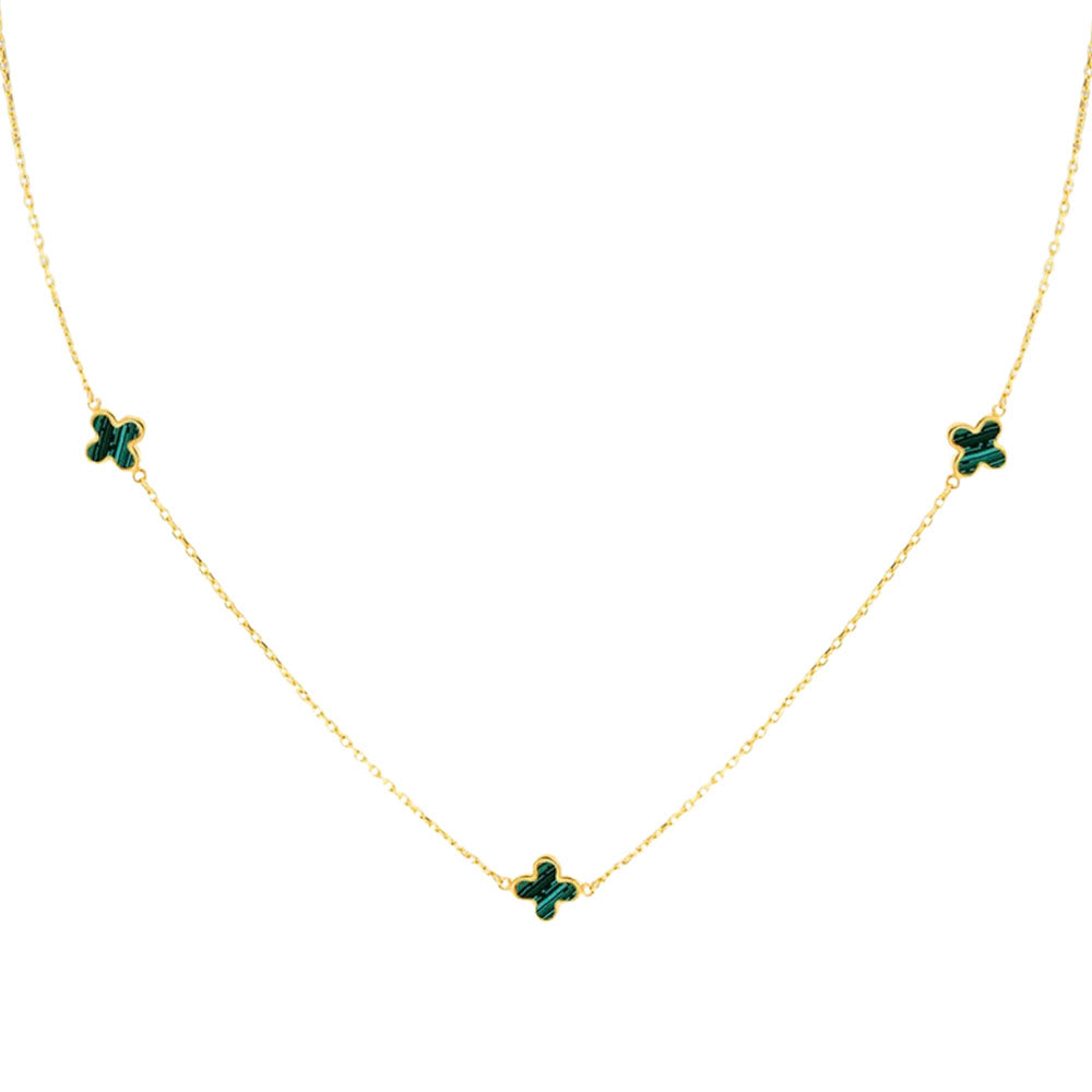 9ct Gold Malachite Petal Necklace