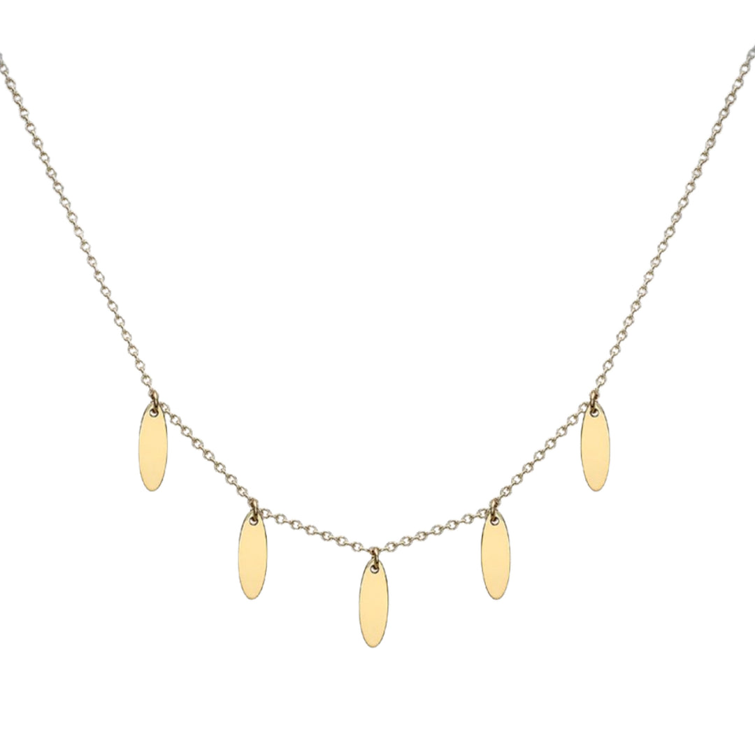 9ct Gold Five  Oval Drop Necklace