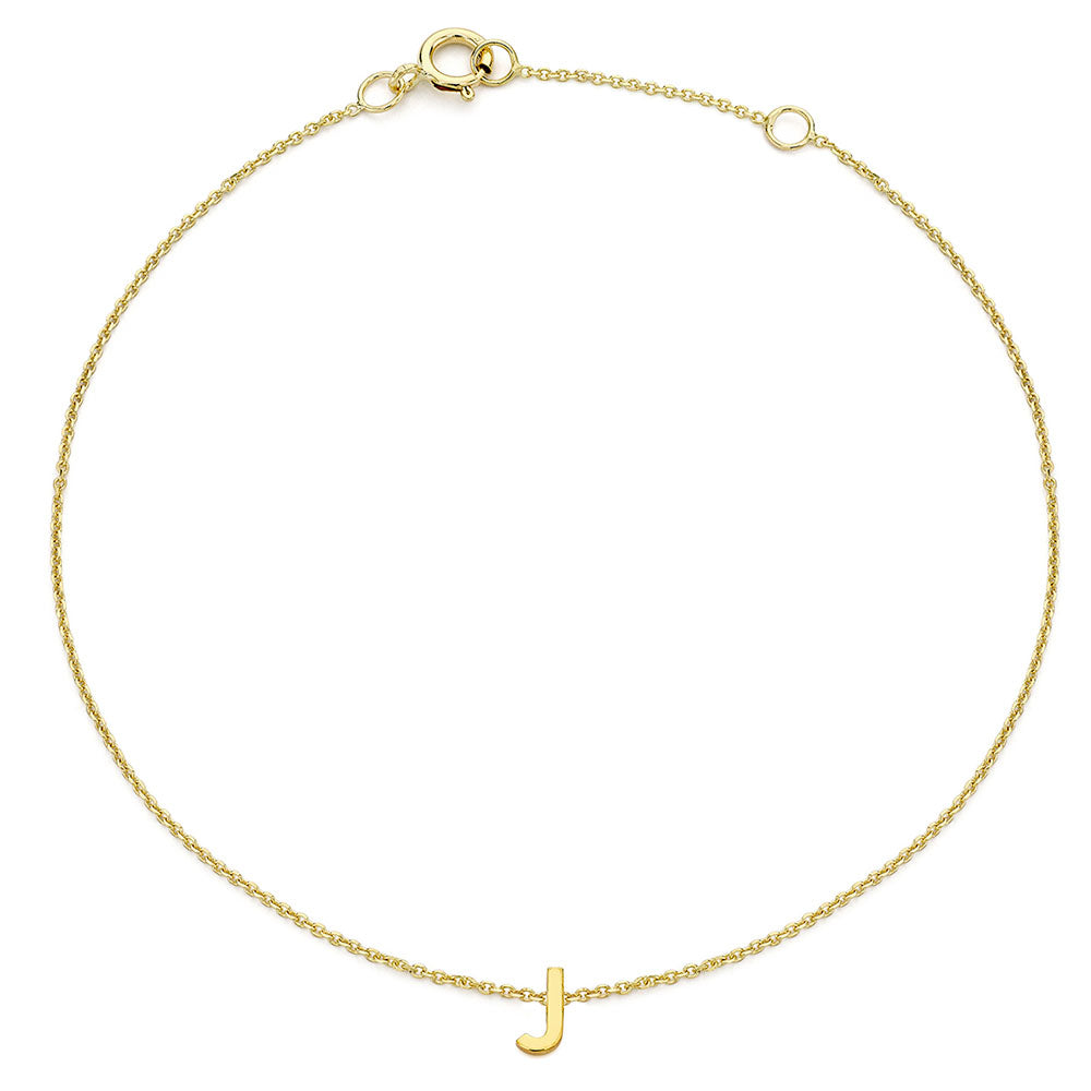 9ct Gold Mini Initial J Bracelet