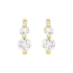 Load image into Gallery viewer, 9ct Gold CZ Trilogy Bar Stud Earrings
