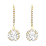 Load image into Gallery viewer, 9ct Gold CZ Halo Hook Drop Earrings
