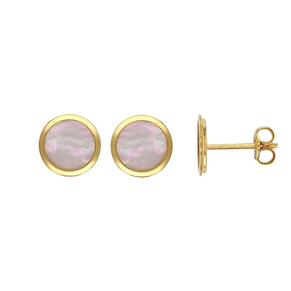 18ct Gold Mother of Pearl Bezel Earrings