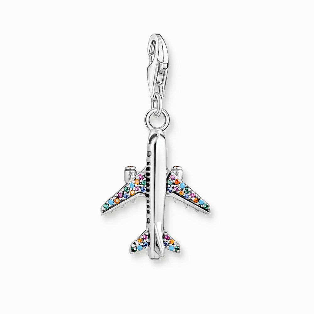 Silver Rainbow CZ Airplane Charm