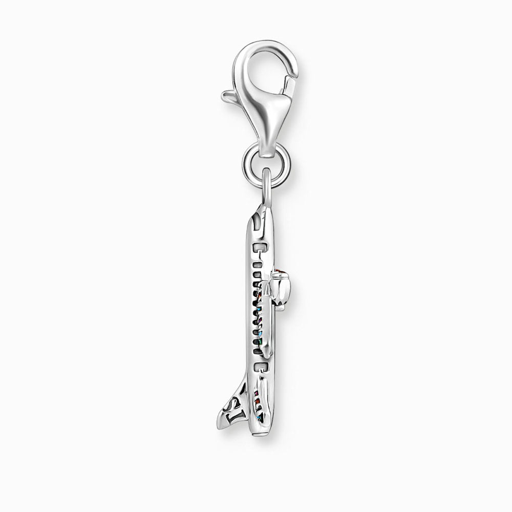 Silver Rainbow CZ Airplane Charm