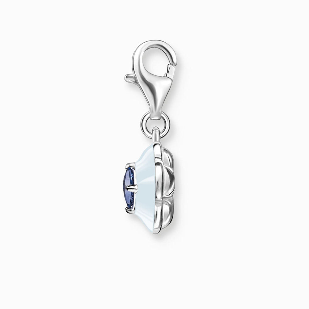 Silver Powder Blue Enamel Flower Charm