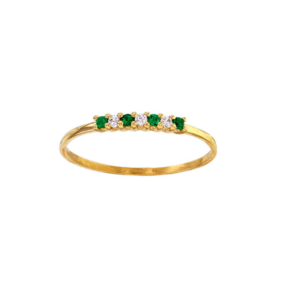 18ct Gold Emerald Diamond 7 stone Ring