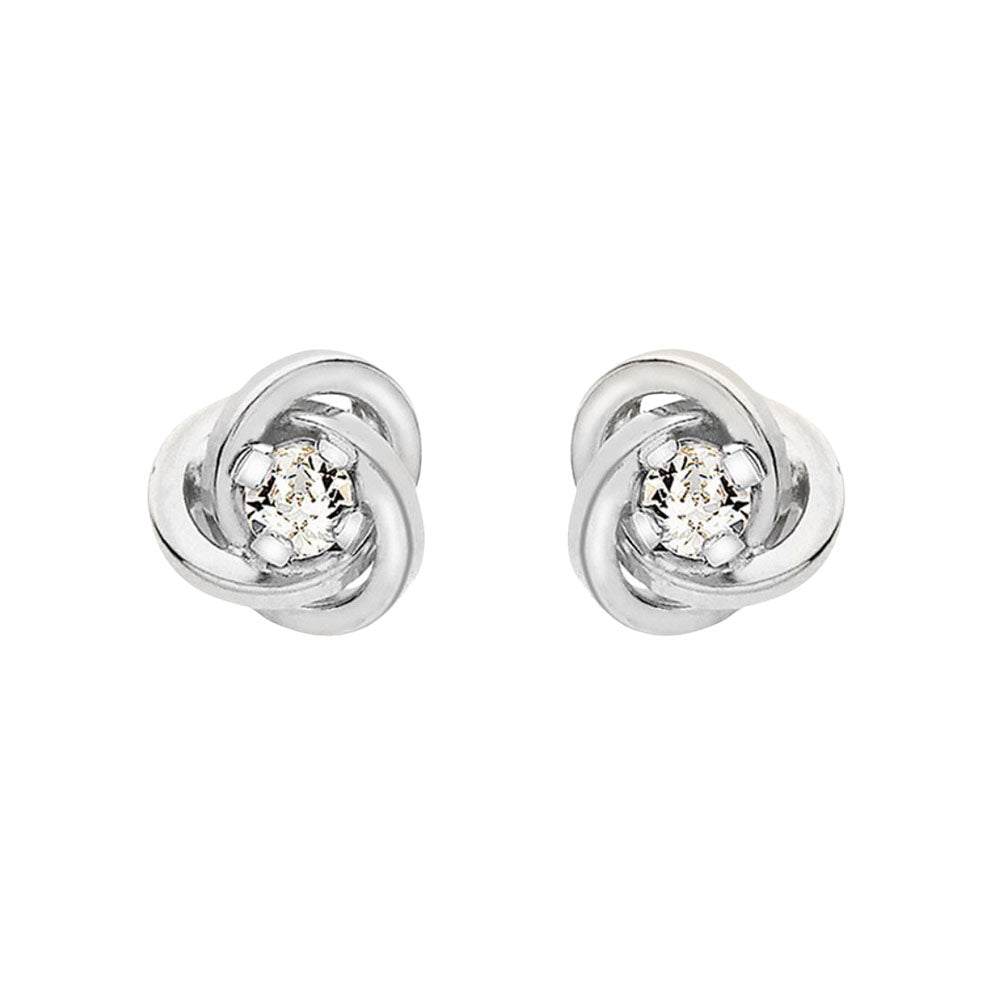 9ct White Gold Spanish Knot CZ Stud Earrings