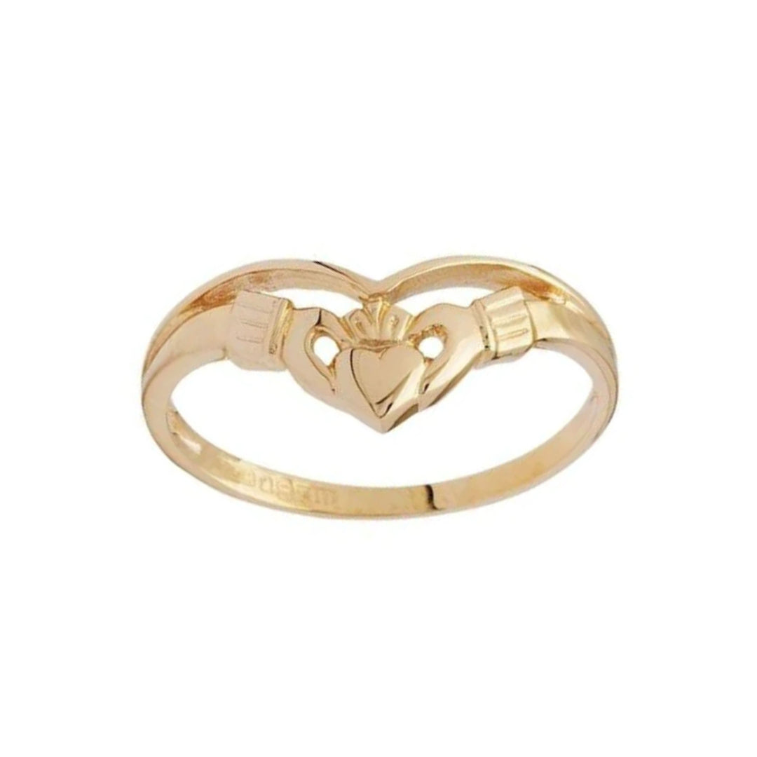 10ct Gold Wishbone Ava Claddagh Ring