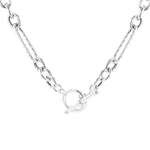 Load image into Gallery viewer, Silver Figaro Belcher T Bar Necklace
