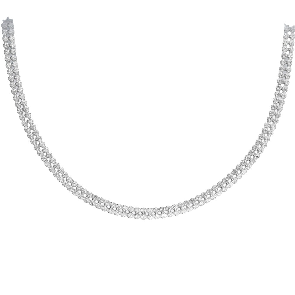 Silver Two Row CZ Tennis Necklace