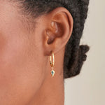 Load image into Gallery viewer, Gold Plated Teal Sparkle Hoop Earrings
