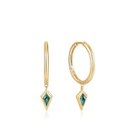 Load image into Gallery viewer, Gold Plated Teal Sparkle Hoop Earrings
