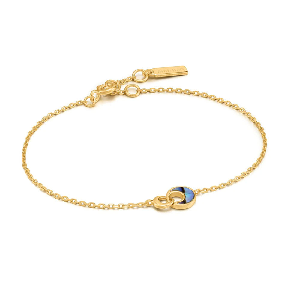 Gold Plated Abalone Crescent Link Bracelet