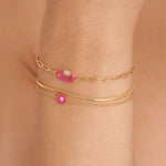 Load image into Gallery viewer, Gold Plated Neon Pink Carabiner Bracelet
