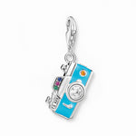 Load image into Gallery viewer, Silver Turquoise Retro Camera Charm
