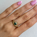 Load image into Gallery viewer, 10ct Gold Green CZ Erin Claddagh Ring
