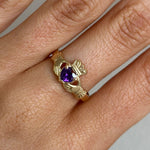 Load image into Gallery viewer, 10ct Gold Amethyst Aoife Claddagh Ring
