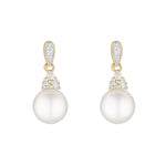 Load image into Gallery viewer, 9ct Gold Diamond and Freshwater Pearl Drop Earrings
