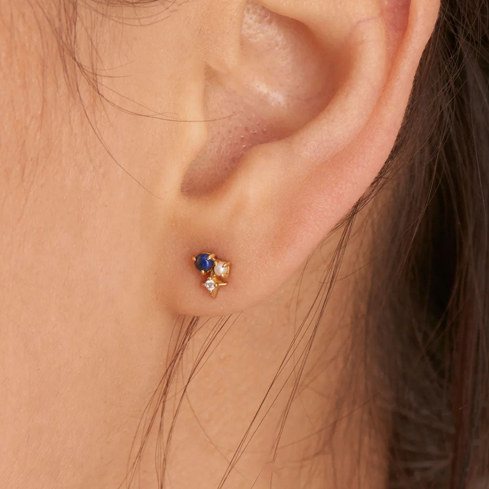 Lapis Star Stud Earrings