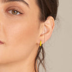 Load image into Gallery viewer, Gold Plated Neon Yellow Sleek Huggie Hoop
