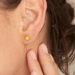 Load image into Gallery viewer, Gold Plated Neon Yellow Disc Stud Earrings
