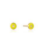 Load image into Gallery viewer, Gold Plated Neon Yellow Disc Stud Earrings
