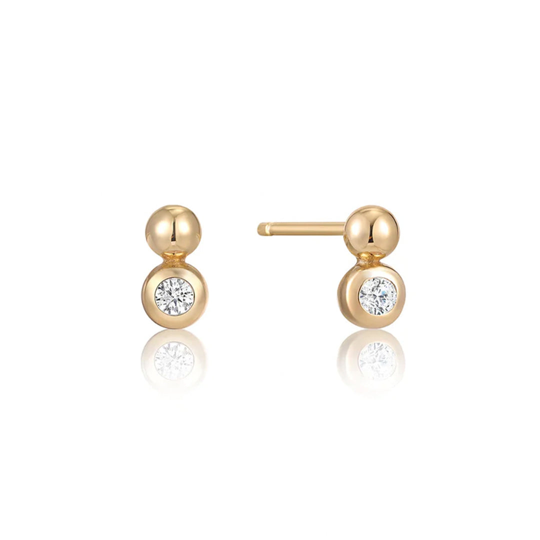 Gold Plated Orb Sparkle Stud Earrings