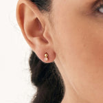 Load image into Gallery viewer, Gold Plated Orb Rose Quartz Stud Earrings
