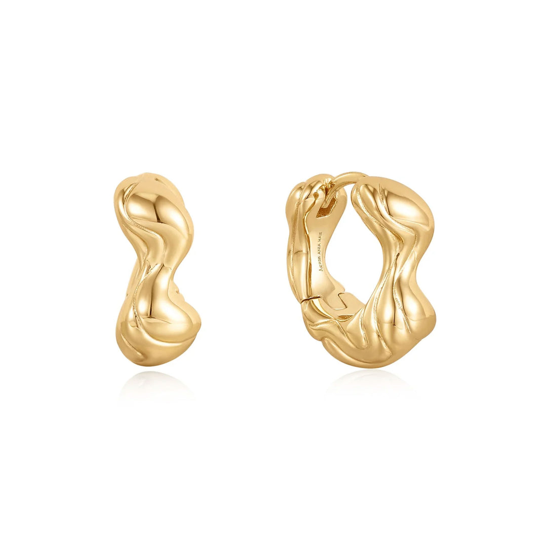 Gold Plated Twisted Wave Thick Hoop Earrings