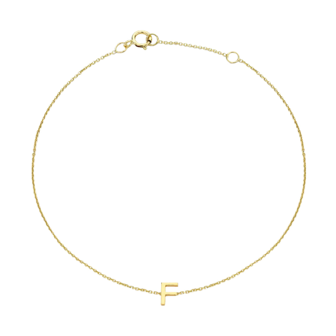 9ct Gold Mini Initial F Bracelet