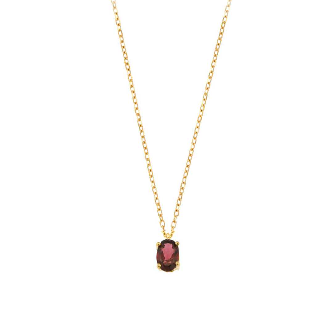 18ct Gold Garnet Oval Necklace