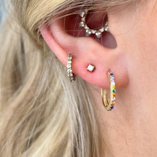 9ct Gold Multicoloured Hoop Earrings