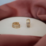 Load image into Gallery viewer, Gold Plated Clara Double CZ Huggie Earrings
