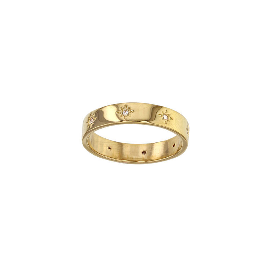 Gold Plated Cassie Star Thick Band Ring