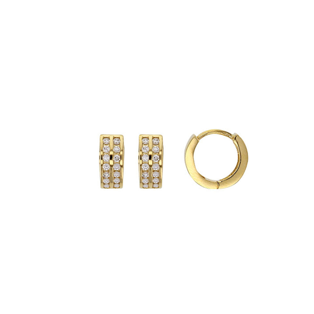 Gold Plated Clara Double CZ Huggie Earrings