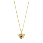 Load image into Gallery viewer, Gold Plated Honey CZ Bee Pendant Necklace
