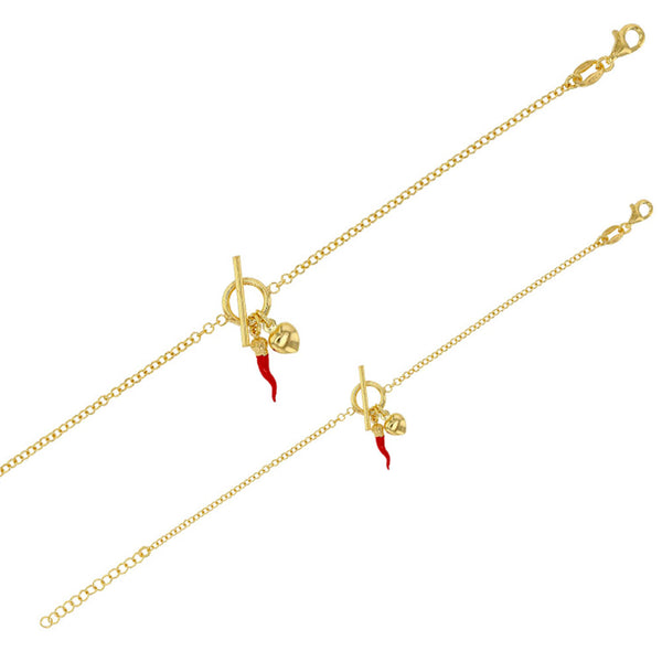 Gold Plated Scarlett Red Chilli Bracelet