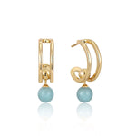 Load image into Gallery viewer, Gold Plated Orb Amazonite Mini Hoop Earrings
