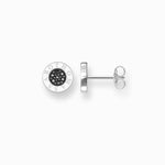 Load image into Gallery viewer, Silver Pave Black Stud Earrings

