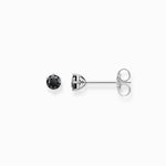 Load image into Gallery viewer, Silver Black Stone Stud Earrings
