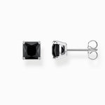 Load image into Gallery viewer, Silver Square Black Stud Earrings
