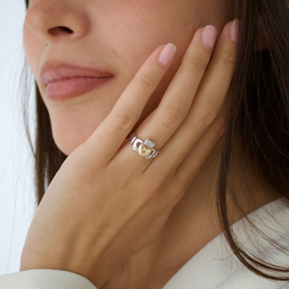 Sterling Silver and 10ct Gold Claddagh Ring