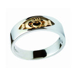 Load image into Gallery viewer, 10ct Gold and Silver Thick Unisex Claddagh Ring
