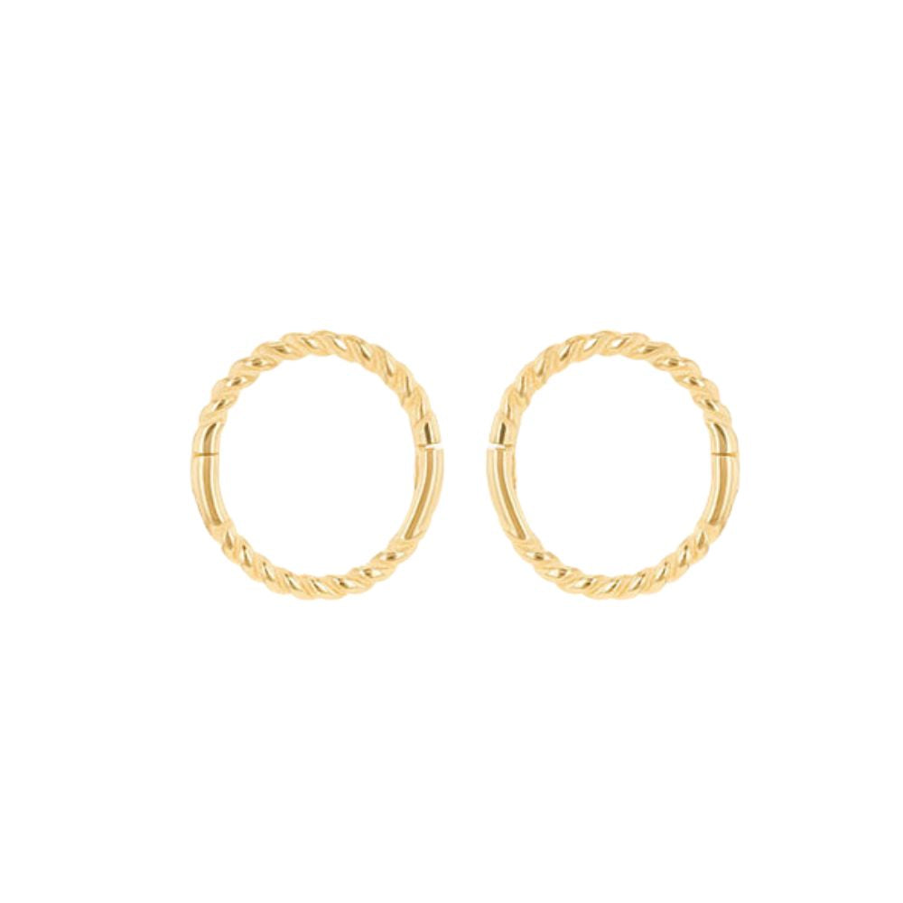 9ct Gold 8mm Twist Endless Huggie Hoop Earrings