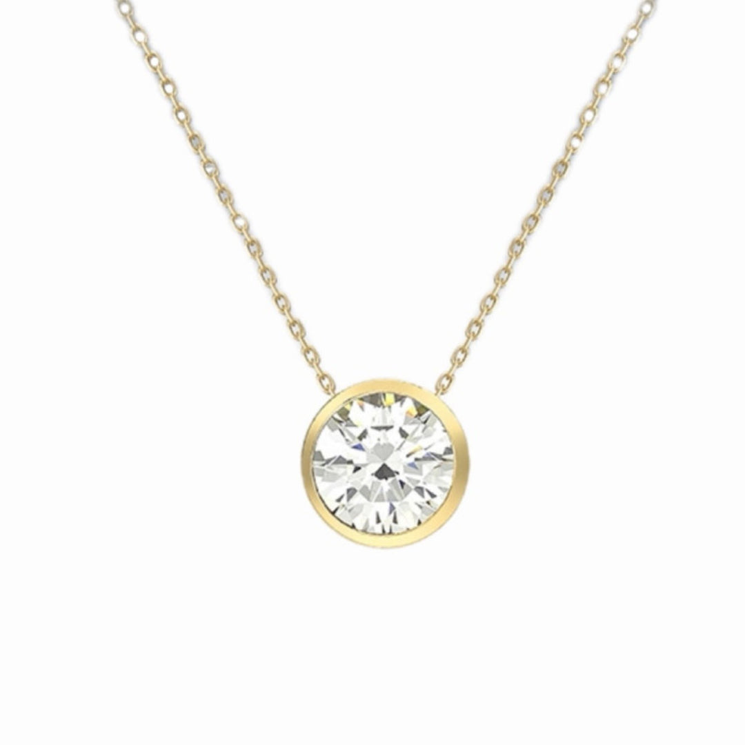 9ct Gold CZ Bezel Pendant Necklace