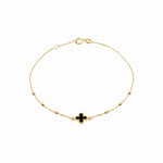 Load image into Gallery viewer, 9ct Gold Black Onyx Petal and Diamond Cut Ball Bracelet
