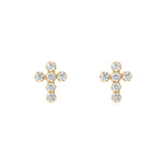 Load image into Gallery viewer, 9ct Gold CZ Cross Stud Earrings

