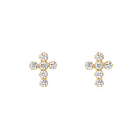 9ct Gold CZ Cross Stud Earrings