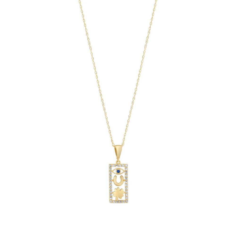 9ct Gold CZ Lucky Charm Necklace